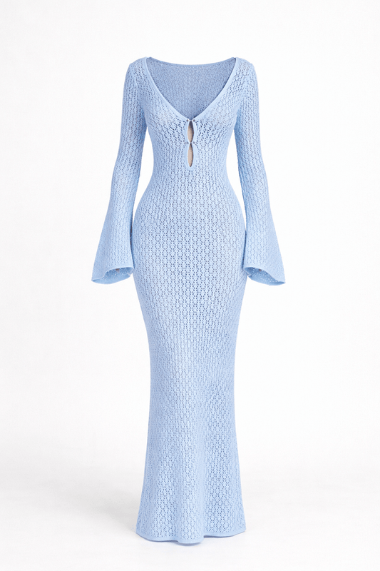 Backless Long Sleeve Maxi Dress for Women